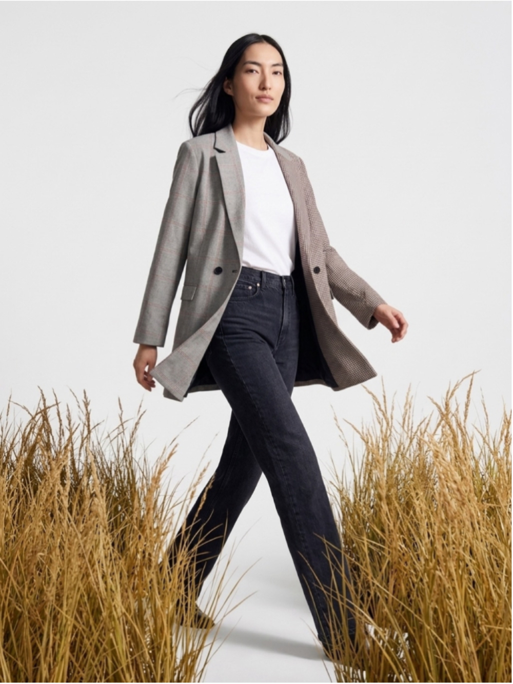 Wool blend blazer, Abercrombie & Fitch, mixed plaid pattern - Picture 2 of 4
